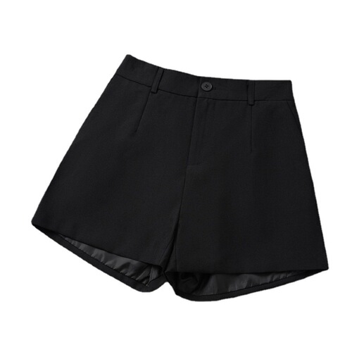 Western pants and shorts for women, spring, summer and autumn 2025 new style, high-waist, all-matching Korean style, wide legs, loose, slimming, black, outer wear