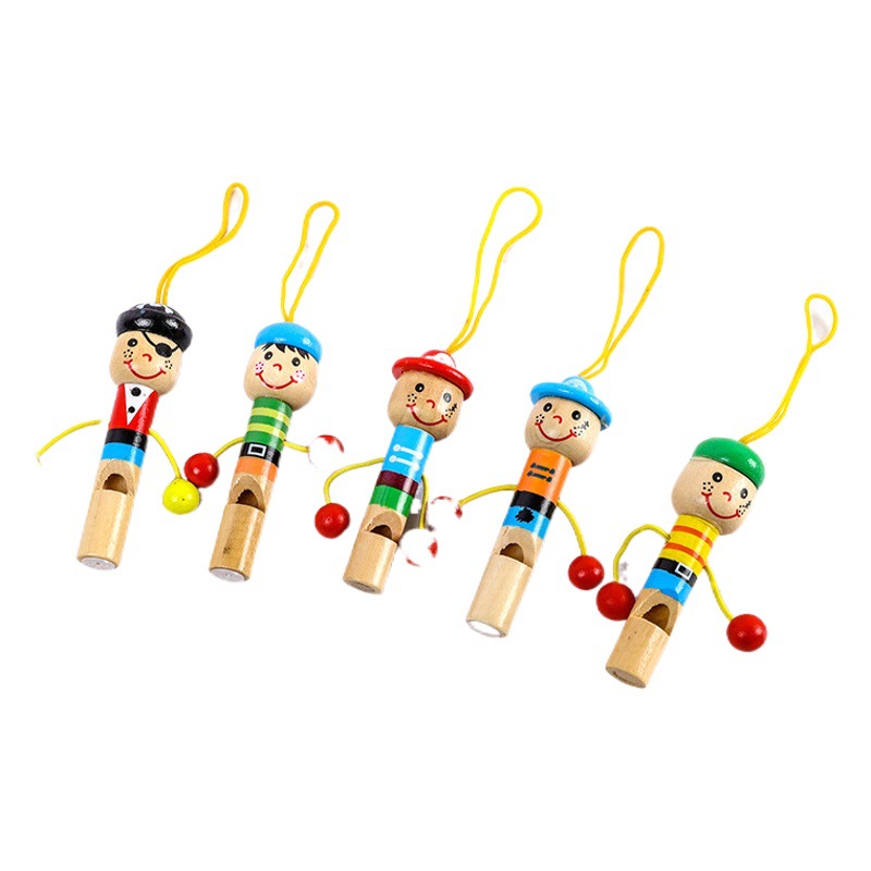 Dibujos animados de madera pirata silbato juguete para niños jugando instrumento musical bebé silbato kindergarten premio pequeño regalo