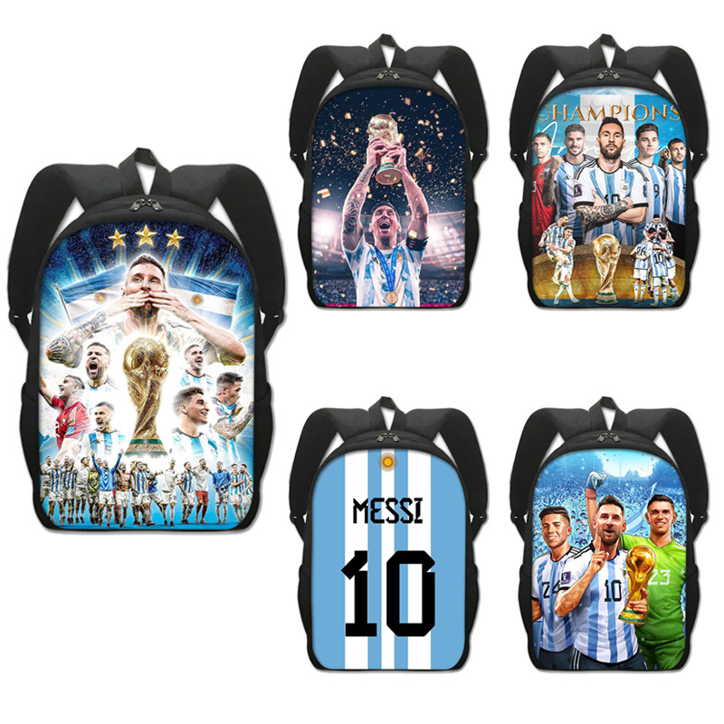 new pattern football World Cup periphery student schoolbag Messi schoolbag capacity Polyester fiber Lightening Backpack Computer package