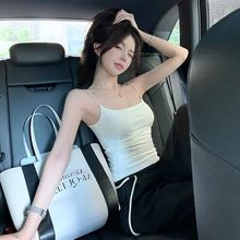 小吊带女纯欲辣妹带胸垫白色背心外穿内搭配西装打底上衣夏