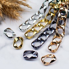 亞克力塑料UV電鍍17*24金色方型交插扣DIY鏈條子飾品手機包鏈配件