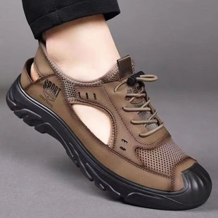 Men's Shoes Baotou Sandals Summer Breathable Hollow Mesh Outdoor Lightweight Casual Beach Clogs Men's Sports Shoes