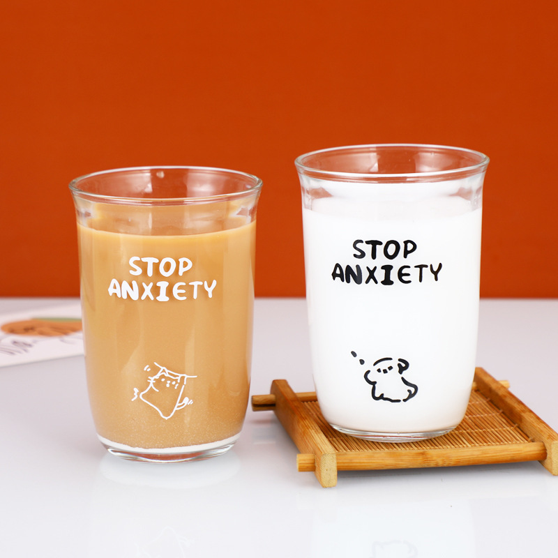 新款透明咖啡杯透明玻璃杯简约ins风家用水杯办公室创意卡通杯子|undefined