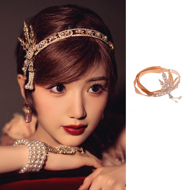 Retro Gatsby Pearl Headband, Pearl Bracelet, Hairband, Foreign Trade Hot-Selling Hair Accessories, High-End Bridal Party Headwear Retro Gatsby Pearl Headband, Pearl Bracelet, Hairband, Foreign Trade Hot-Selling Hair Accessories, High-End Bridal Party Headwear