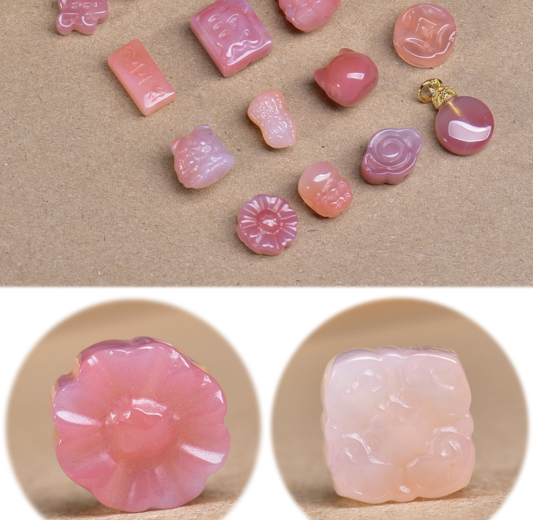 Natural Salt Source Agate Carved Back Cloud Spacer Beads Waist Beads Bracelet Necklace Accessories DIY Semi-Finished Loose Bead Jewelry
