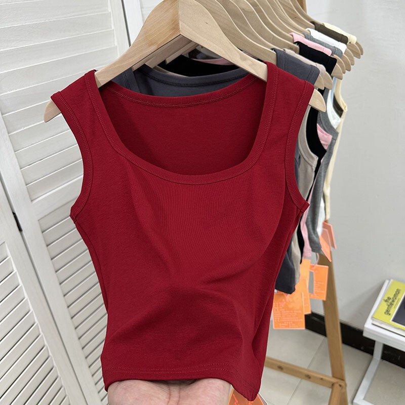 New Square Neck Design, Racer Vest, Small Sling, Beautiful Back, Simple Elastic, Versatile, Western Style, Inner Layer