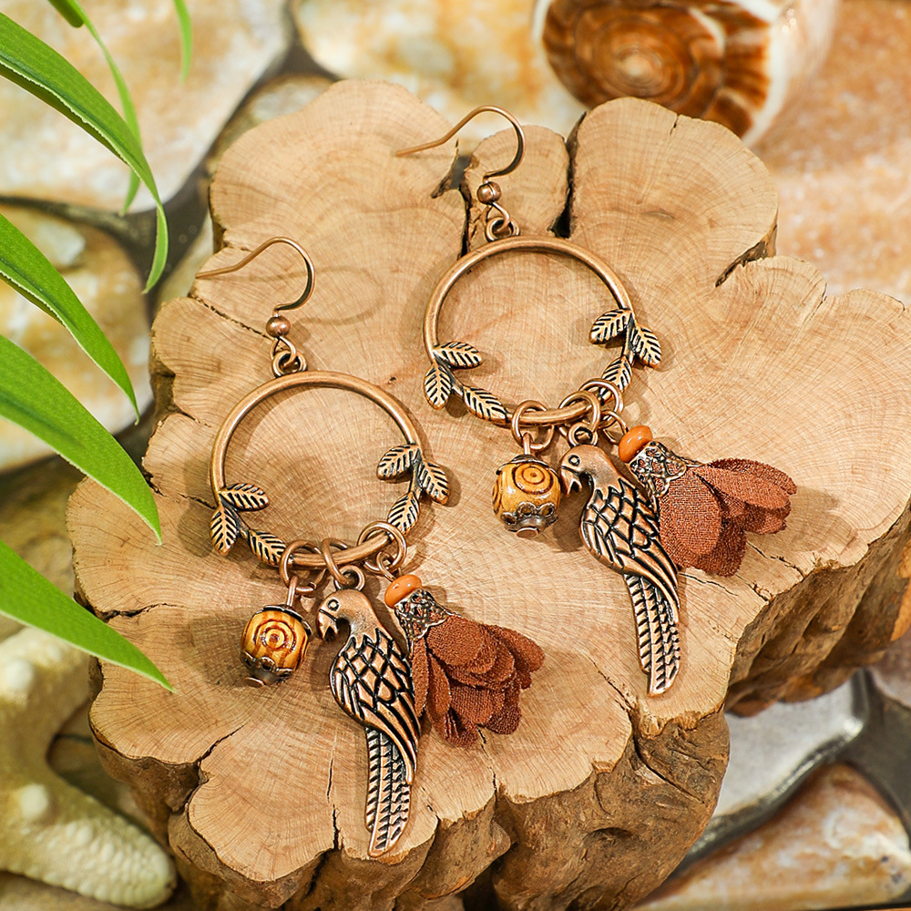 Bohemia Dream Catcher borla pendientes collar de madera estilo étnico largo borla colgante accesorios suéter cadena