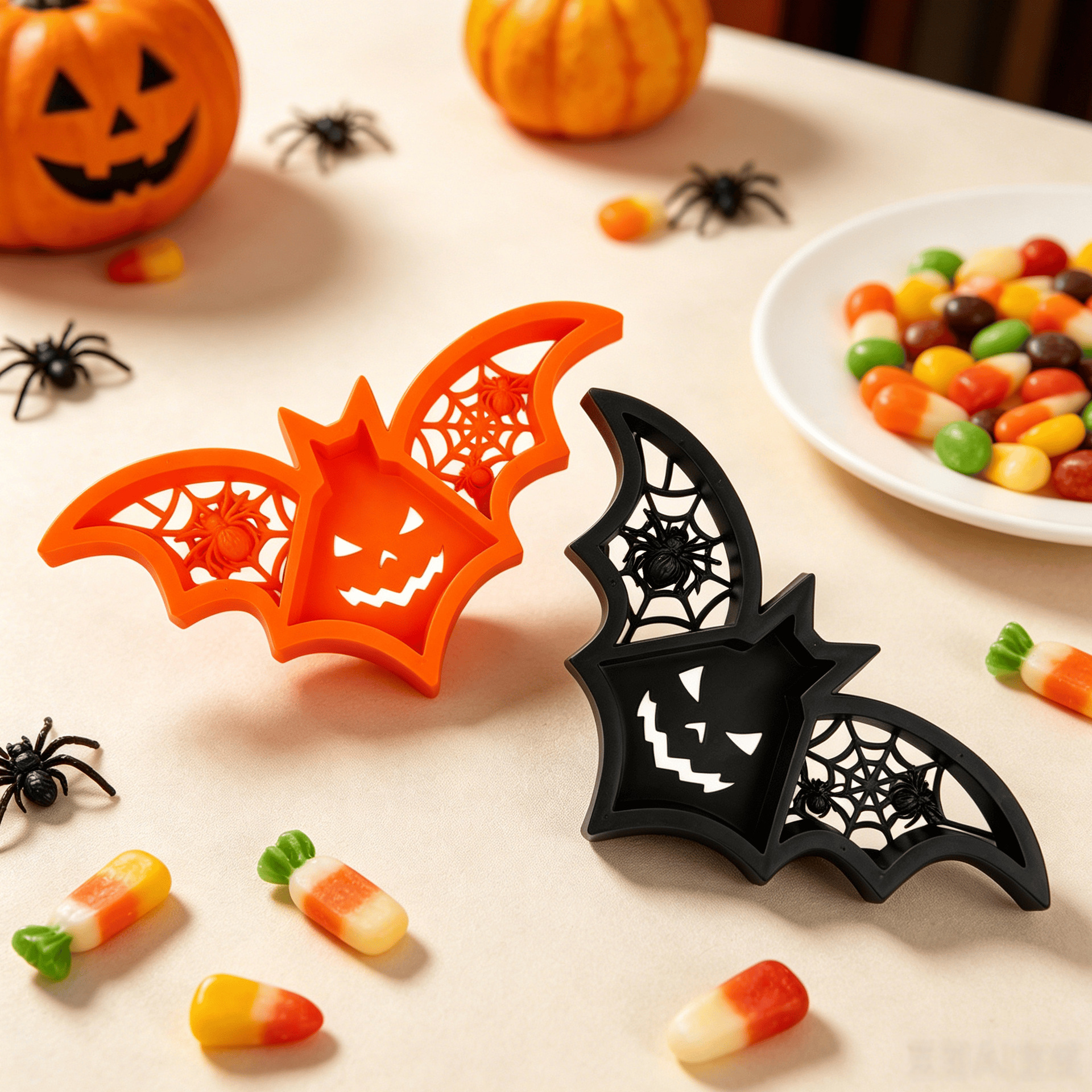Cross-Border Halloween Party Decorations Spider Bat Candy Basket Party Scene Atmosphere Props Table Decorations