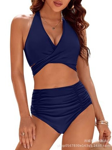 Bikini de Cintura Alta con Halter Set de 2 Piezas de Poliéster para Natación image 5