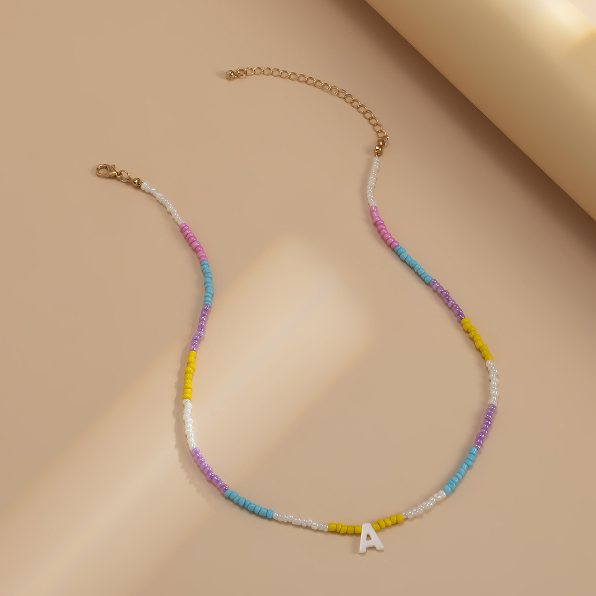 lettre ethnique colore A tag couleur correspondant collier de perles miyuki en gros Nihaojewelrypicture6