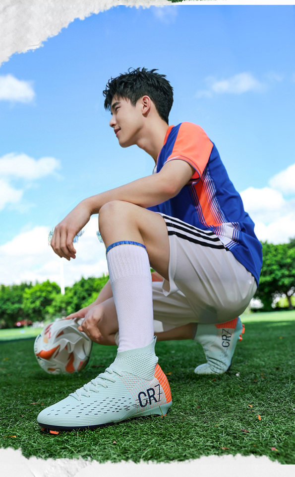 Giày bóng đá cổ cao đinh dăm đinh dài chống trượt cho học sinh và người lớn — Đinh dài màu hồng 6555, Đinh dài màu trắng 6555, Đinh dài màu đen 6555, Đinh dài ánh trăng 6555 chi tiết 4