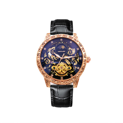 AOKULASIC/Augulas fully automatic mechanical watch hollow manufacturer one-piece drop-shipping retro carved watch for men