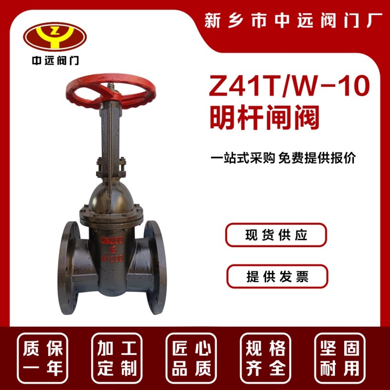 铸铁明杆法兰闸阀Z41T/W-10可加工不锈钢杆铜杆铜芯厂家直销