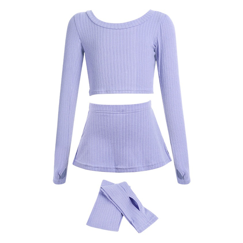 Ropa de baile para niños Otoño e Invierno ropa exterior de manga larga cintura alta cuello redondo jersey de dos piezas práctica de baile traje de entrenamiento