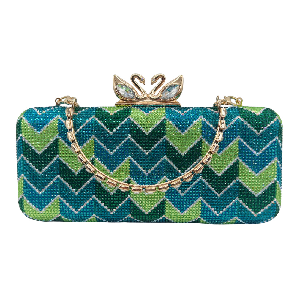 Clutch nữ đính đá lấp lánh hai mặt cầm tay dự tiệc — Đen trắng, màu hồng, màu vàng, màu đỏ chi tiết 23