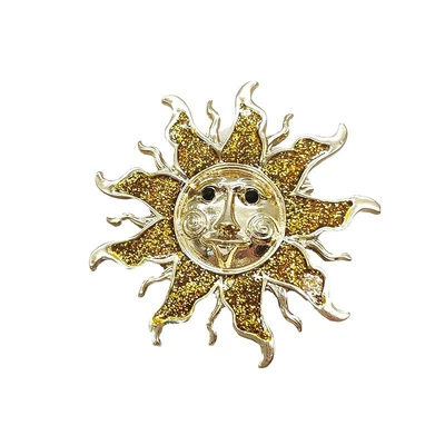 European and American Cross-Border Enamel Sun Brooch Niche High-End High-End Elegant Corsage Retro Pin Clothing Accessories for Women