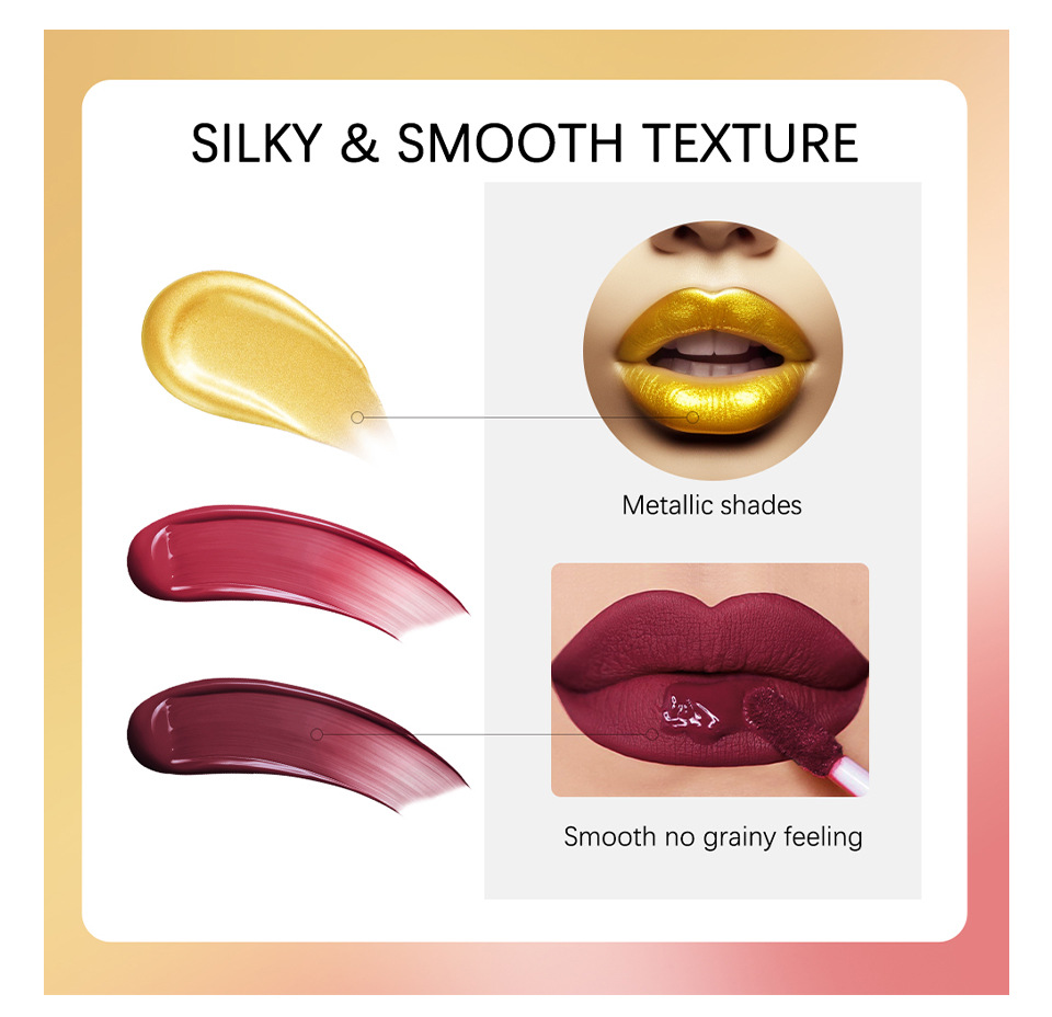 Cross-border lakerain Gold Lip gloss Matte non-Stick Cup Lip gloss Lipstick Three-piece set undefined