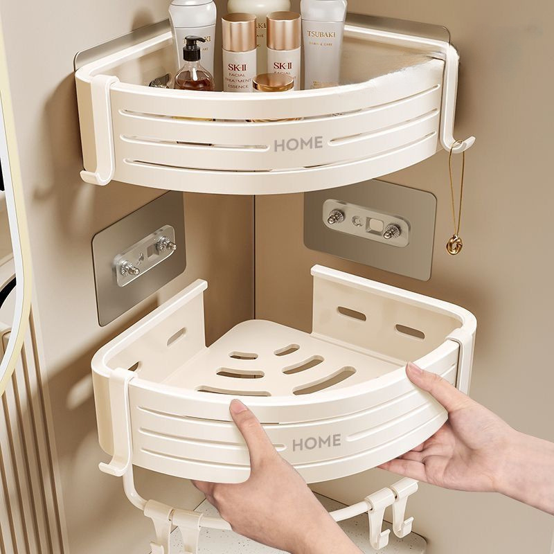 Source Factory Space Aluminum Punch-Free Bathroom Storage Rack Bathroom Triangle Basket Wall Hanging Rack Bathroom Corner Rack