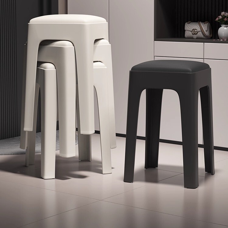 Plastic Stool for Home Use, Thickened and Stackable Square Stool, Modern Simple and Sturdy Durable Dining Table Stool, Spare High Chair