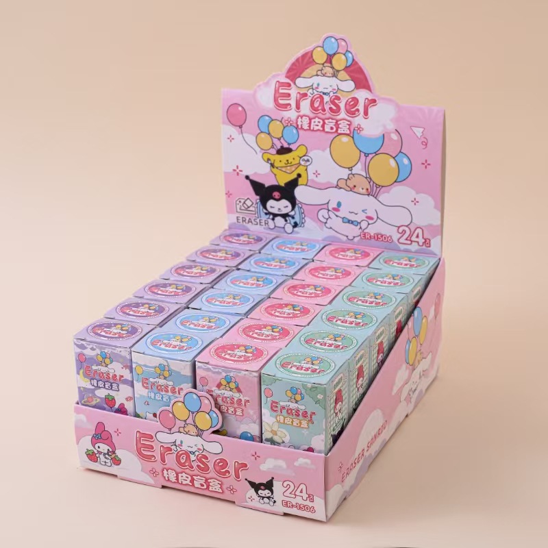 Caja ciega de lápiz de goma de dibujos animados de alto valor estéreo borradora de papelería borradora de lápiz regalo de vacaciones