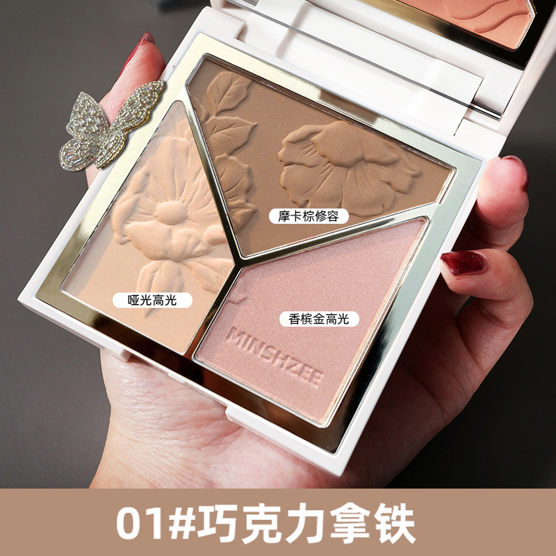 ミンシジ ハイライト＆コントゥアリングパレット グリッターパウダー マットシャドウ チーク ハイライト コンシーラー コントゥアリング オールインワンパレット|undefined