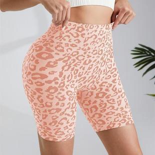 European and American Leopard Print Sports Fitness Yoga Butt-Lifting High-Waisted Slim-Fit Seamless Breathable Stretchy Cycling Shorts