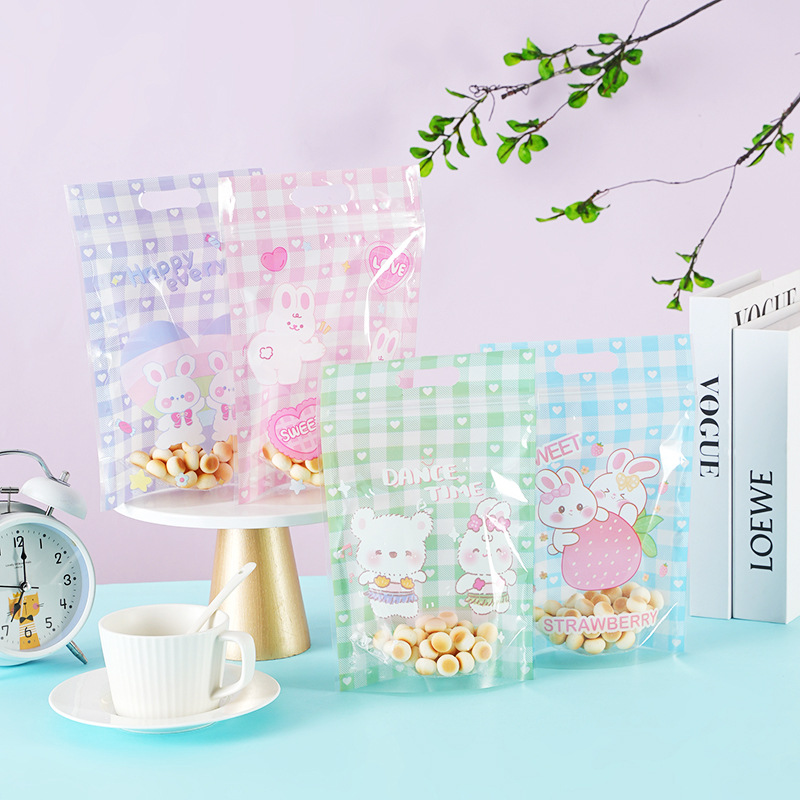 2025新款卡通爱心动物雪花酥礼品拉链袋手提袋牛轧糖自立袋50个