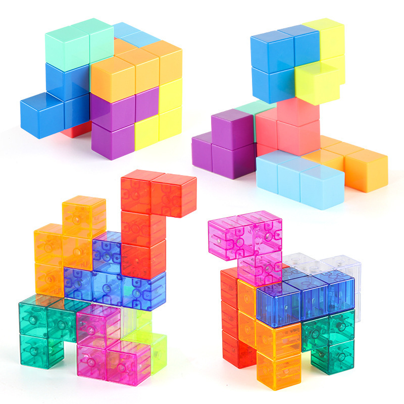 New Magnetic DIY Building Model Building Blocks Kidsren's Educational Toys Square Splicing Transparent Building Blocks Toys Early Education