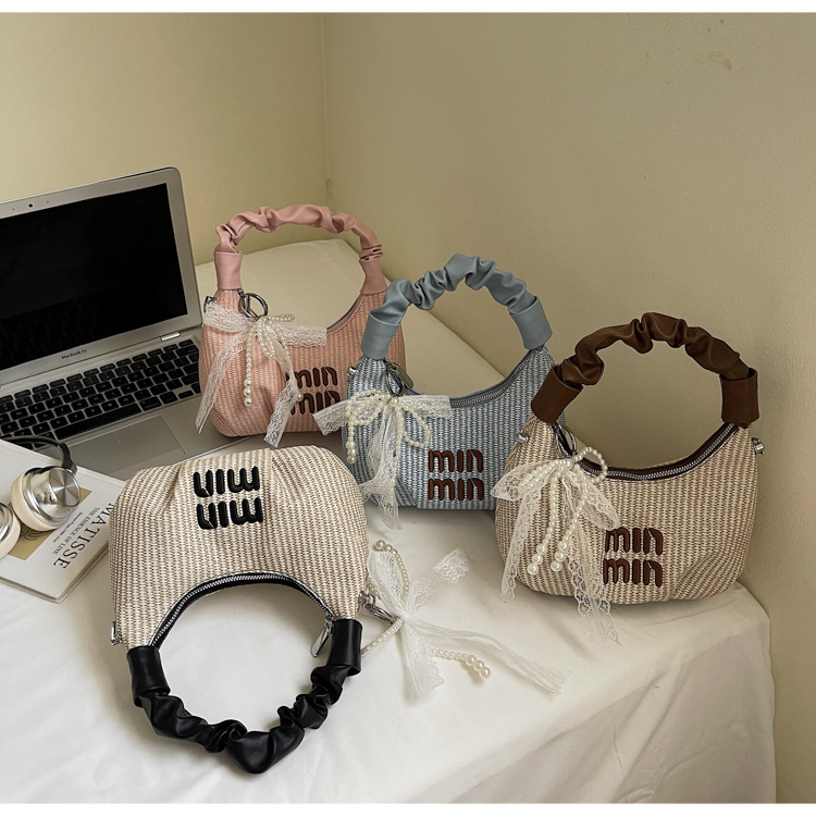 2025 Pleated handbag for Women's summer, a new niche design, trendy and fashionable, versatile woven single-shoulder crossbody bag undefined