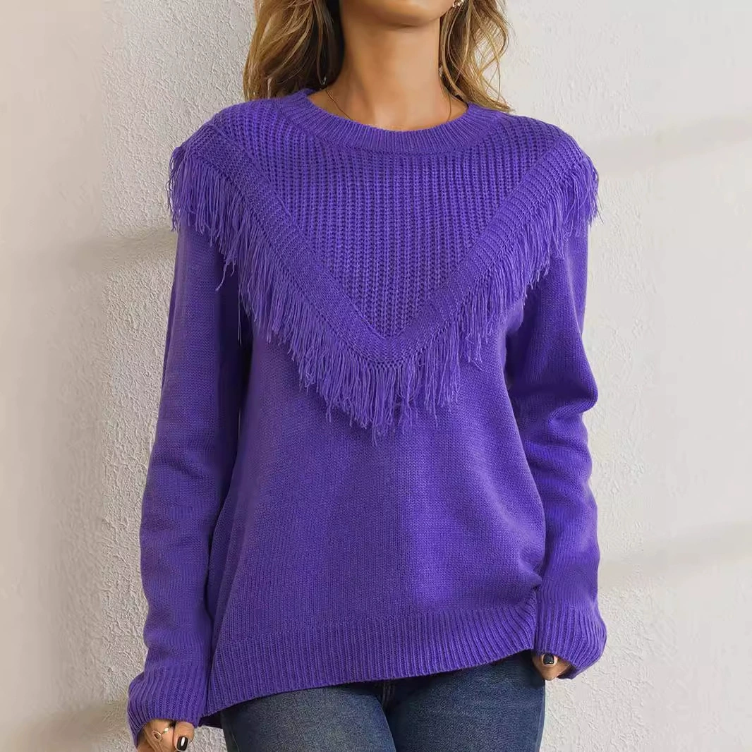 Внешняя торговля Трансграничная Европа и США Amazon Источник Женский свитер с длинным рукавом с круглым вырезом свитер осень-зима