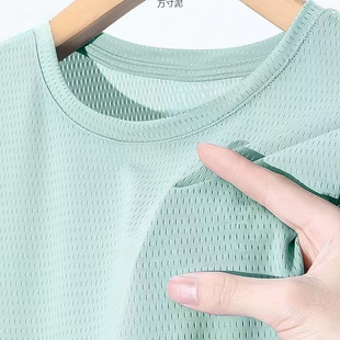 Ice Silk Cool Breathable Quick-Drying Mesh Short-Sleeved T-Shirt 2025 New Men's Summer Fitness Sports Half-Sleeved Top