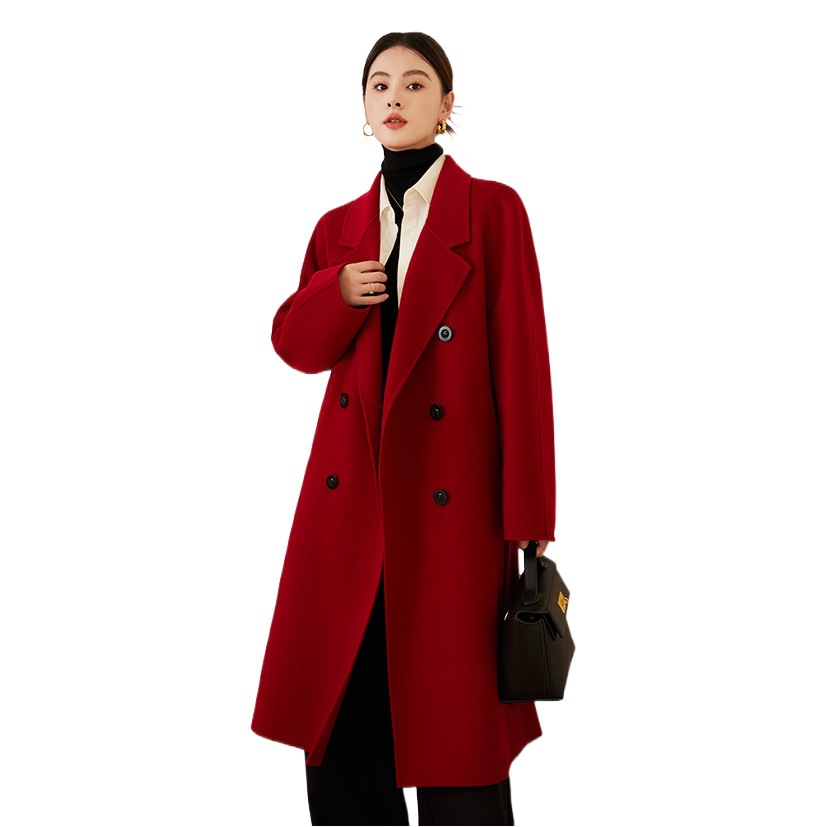 [本初] Max801 クラシックな雰囲気の両面カシミヤコート レディース 25秋冬 ロング丈 ダブルブレスト ウールコート
