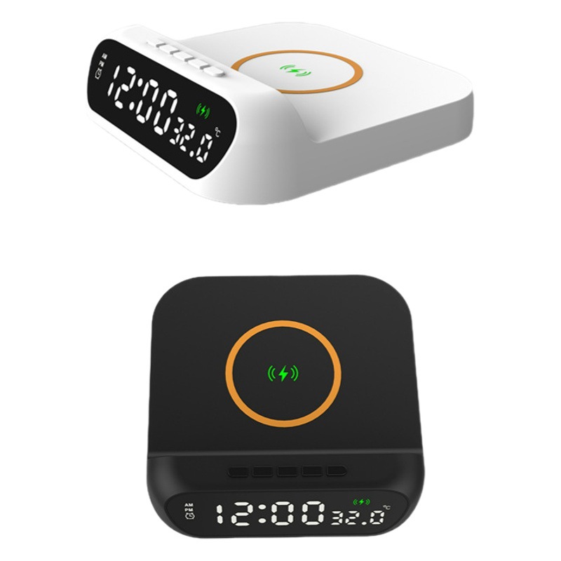 Nuevo reloj despertador teléfono móvil cargador inalámbrico electrónico escritorio calendario Oficina hogar reloj despertador reloj de carga inalámbrica calendario temperatura