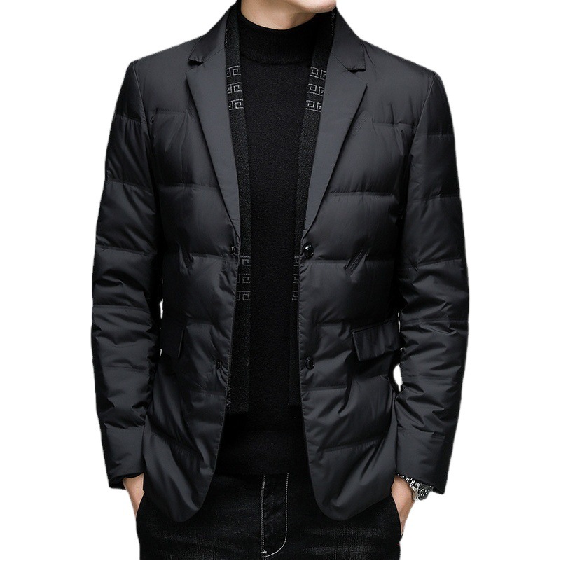 Cuello de bufanda de los hombres abajo chaqueta de invierno nuevos hombres de mediana edad de negocios casual traje de cuello ligero abajo chaqueta
