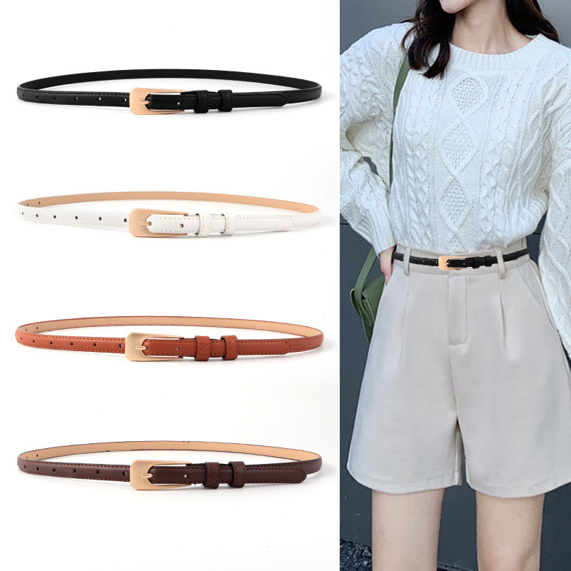 Student Belt, Simple and Versatile Thin Belt, Suitable for Suits and Skirts, Chic Women's Jeans Belt, White Women's Belt