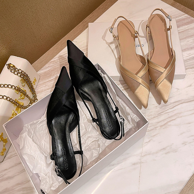 CHIKO Candida Pointy Toe Kitten Heels Slingback Shoes