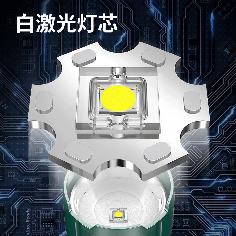 Linterna al por mayor LCD pantalla digital carga rápida pistola láser de largo alcance aleación de aluminio linterna de iluminación exterior portátil