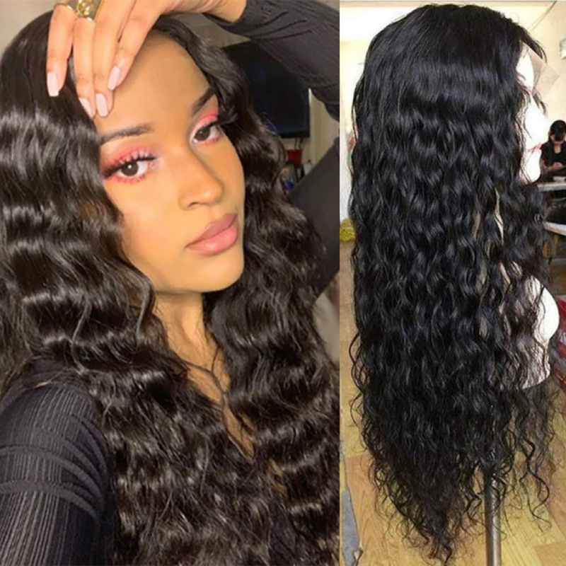 Cross-Border Fashion European and American Style African Small Curly Wigs with Lace Front for Women, Machine-Made Synthetic Fiber Full Head Long Curly Hair