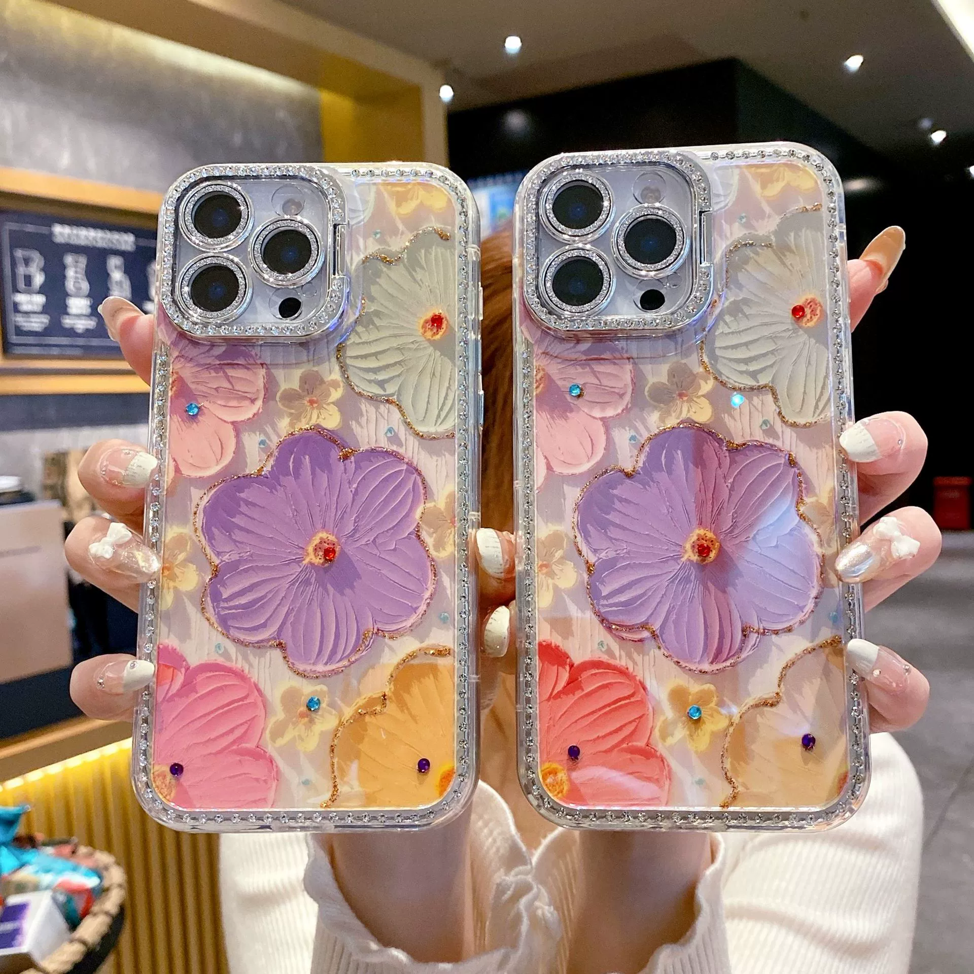 Apple, объектив, совместимый трубчатый чехол, iPhone 15, защитный чехол, с цветочным рисунком, защита от падений