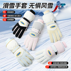 滑雪手套骑行全指触屏手套女冬季保暖加绒防寒滑雪防水骑行手套