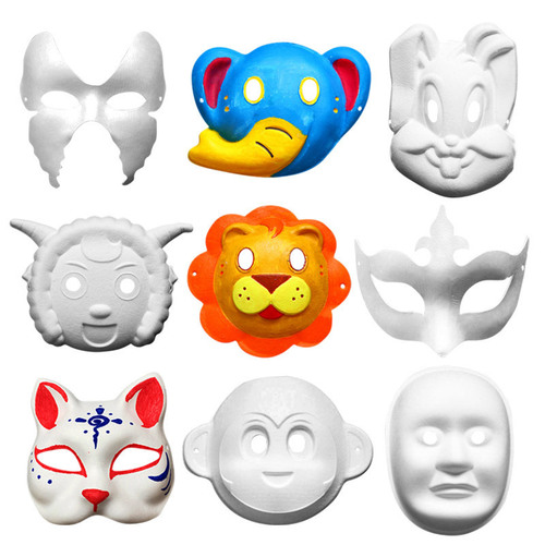 DIY White Handmade Mask Blank Drawing for Children Wholesale Kindergarten Early Education Creative Drawing Cartoon Party