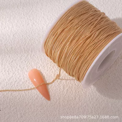 Dırnaq bəzəkləri steel ball chain chain - 12mmkc-gold-one-roll-about-95m