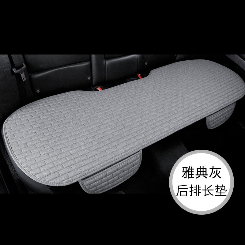 Seat cushion, seat cover, Qìchē New Linen Car - long-grid-linen-elegant-grey-one-rear-row