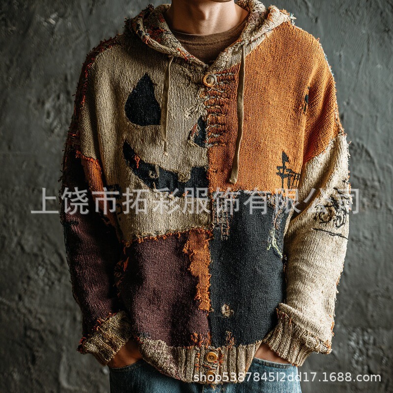 Cross-border European and American hooded Halloween sweatshirt with 3D print, women's European and American autumn/winter printed hooded sweatshirt, vintage loose fit Cross-border European and American hooded Halloween sweatshirt with 3D print, women's European and American autumn/winter printed hooded sweatshirt, vintage loose fit
