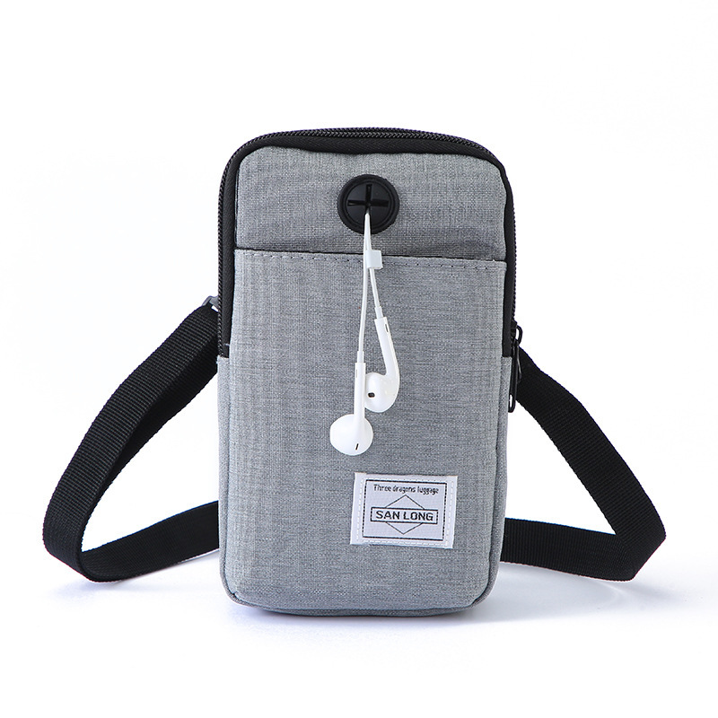 New mobile phone waist bag men's belt waist bag multi-functional vertical canvas bag middle-aged and elderly earphone hole mobile phone bag