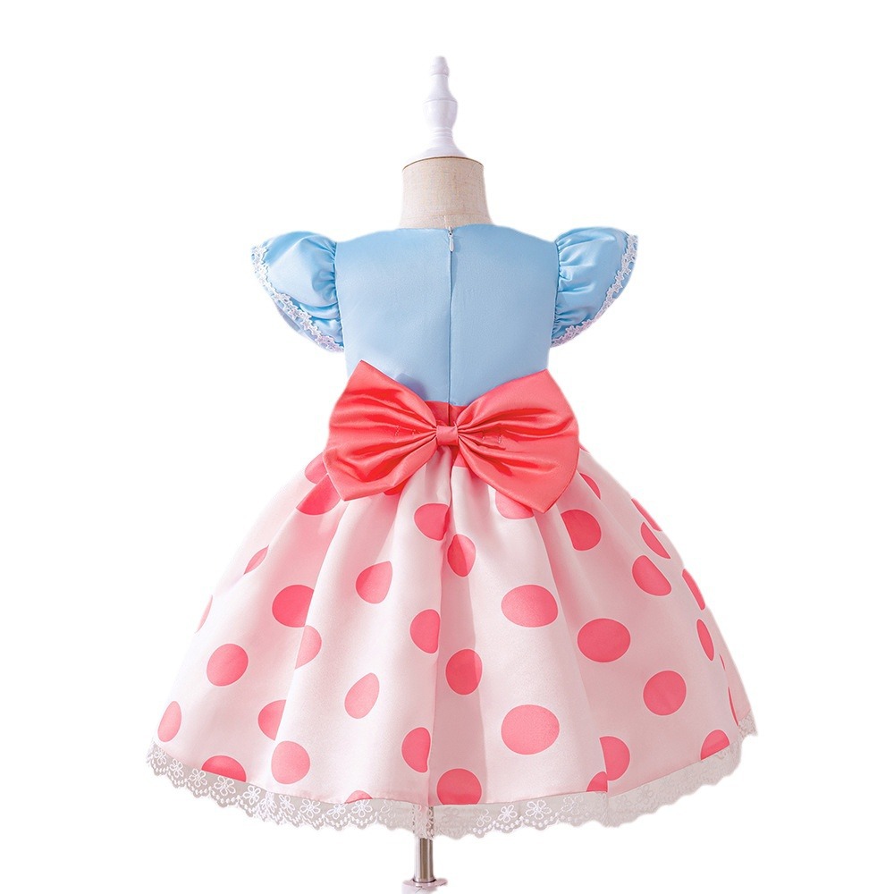 Europa y los Estados Unidos nuevos juguetes siempre movilizar niñas vestidos vestidos de mangas voladoras vestidos de princesa de encaje empalmado vestido de punto ondulado
