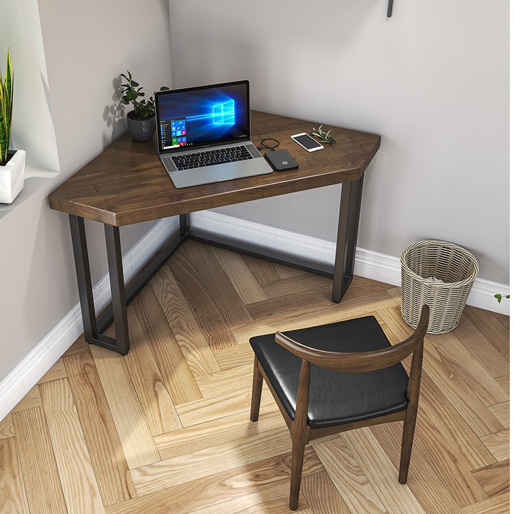 Solid wood triangle table corner chair computer desk simple office corner desk home small apartment corner table design