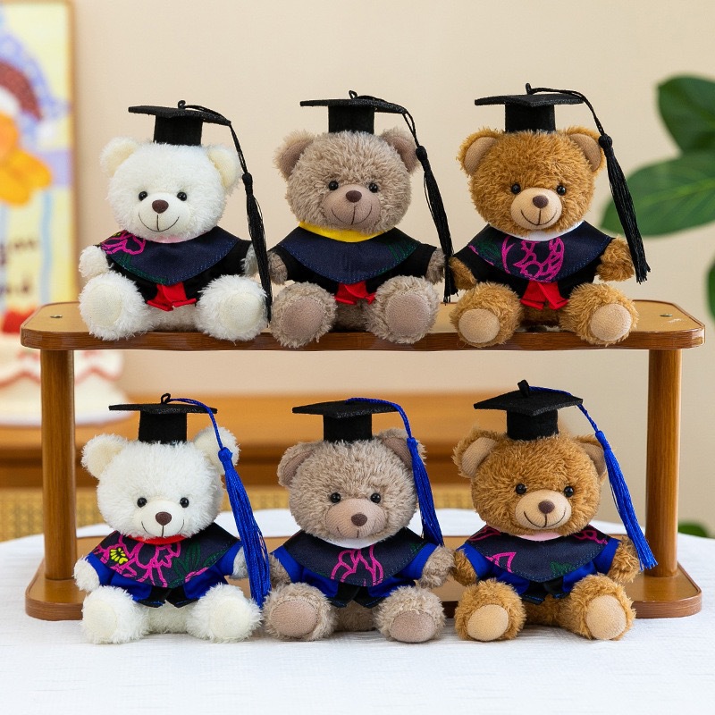 Dr. Bear Colgante muñeca puede imprimir LOGO sombrero doctor regalos de graduación uniformes de muñeca oso bolsos llaveros
