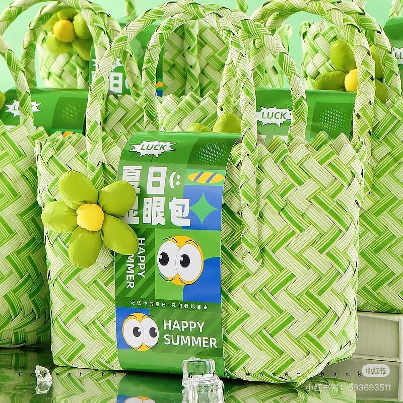 織りキャベツバスケットバッグ DIY お土産バッグ小さなバッグカラフルなハンドバッグレディースハンドバッグ女性|undefined