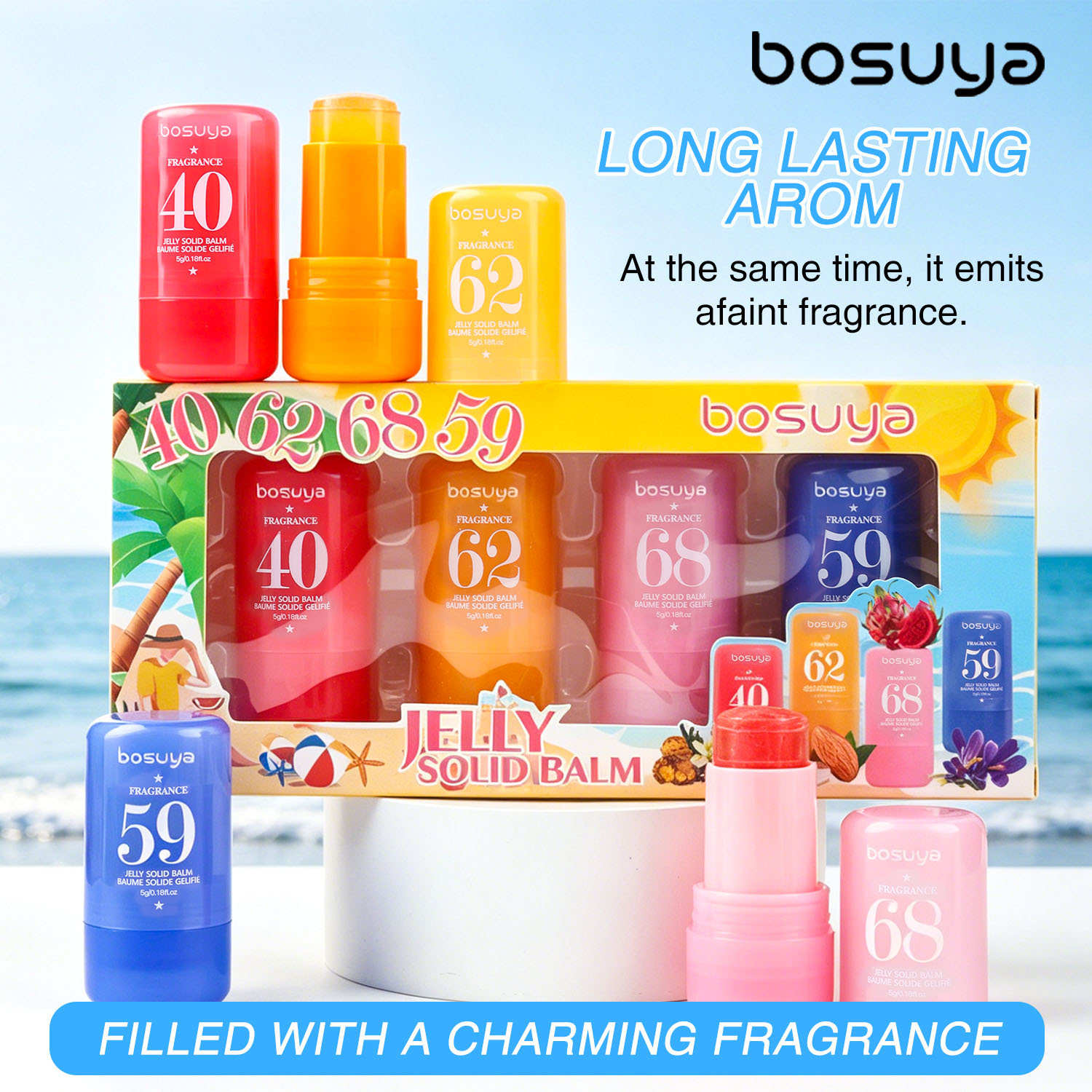 [Exclusively for Cross-Border Sales] Bosuya Digital Deodorant Set, Long-Lasting Fragrance, Non-Sticky, Compact and Portable